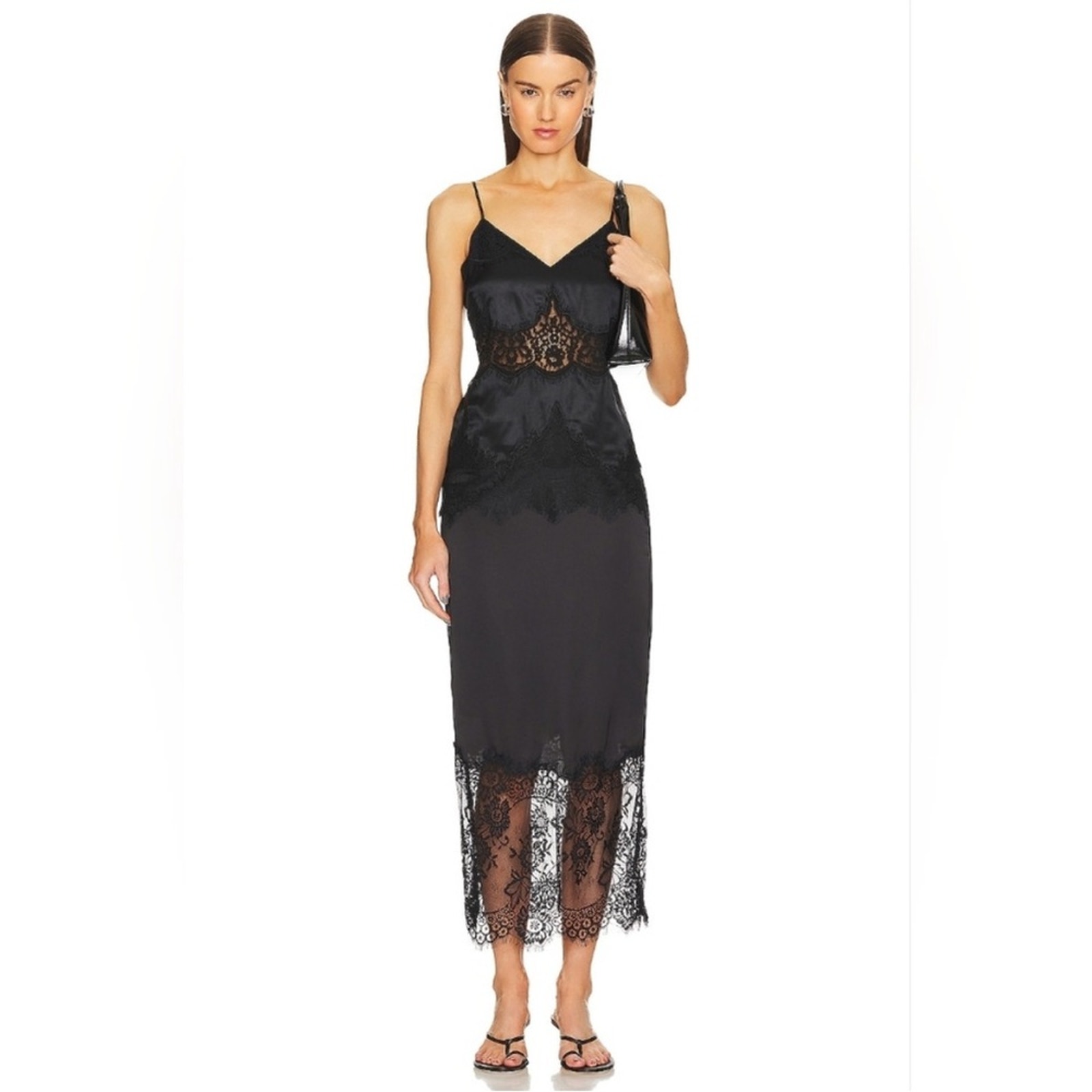 All Saints Black Satin Flora Skirt Sz 4